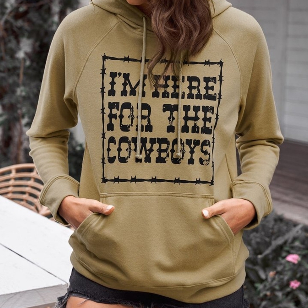 I'm Here For The Cowboys Lightweight Hooded Sweatshirt